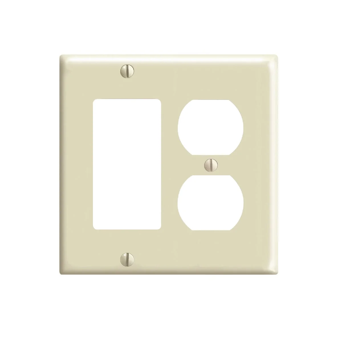 Original Leviton 2-Gang Smooth Plastic Single Rocker Duplex Outlet Wall Plate Ivory Authentic
