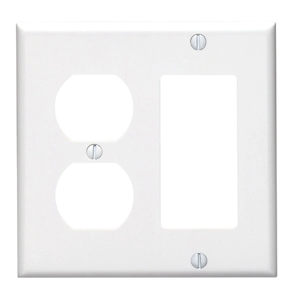 Responsible Leviton 2-Gang Smooth Plastic Single Rocker Duplex Outlet Wall Plate White Prestigious
