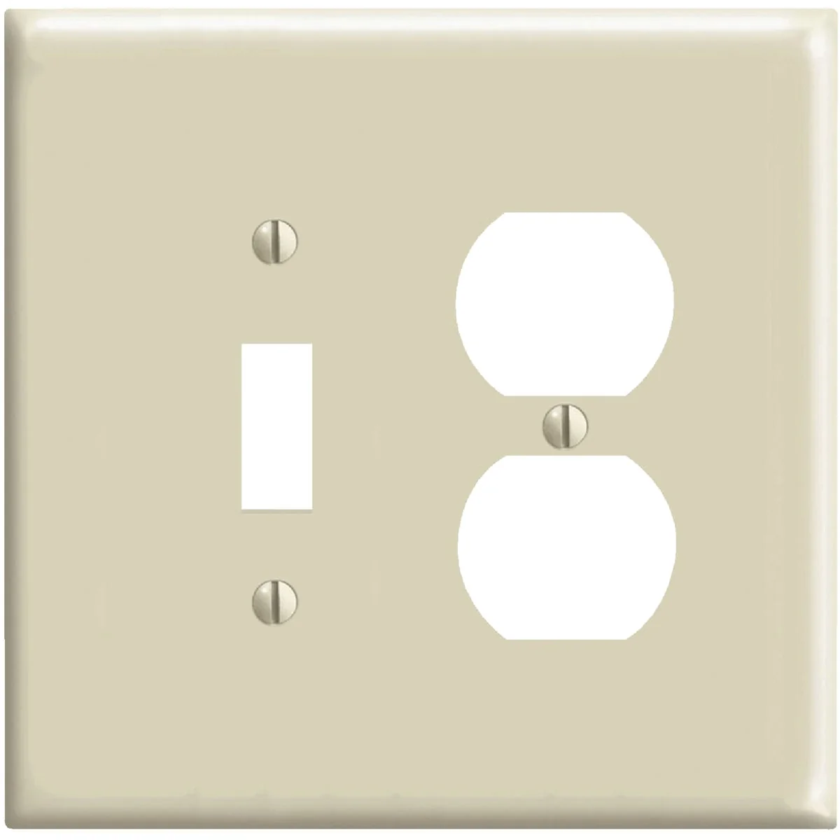 Lightweight Leviton Mid-Way 2-Gang Thermoplastic Nylon Single Toggle Duplex Outlet Wall Plate Ivory Fine Crafted