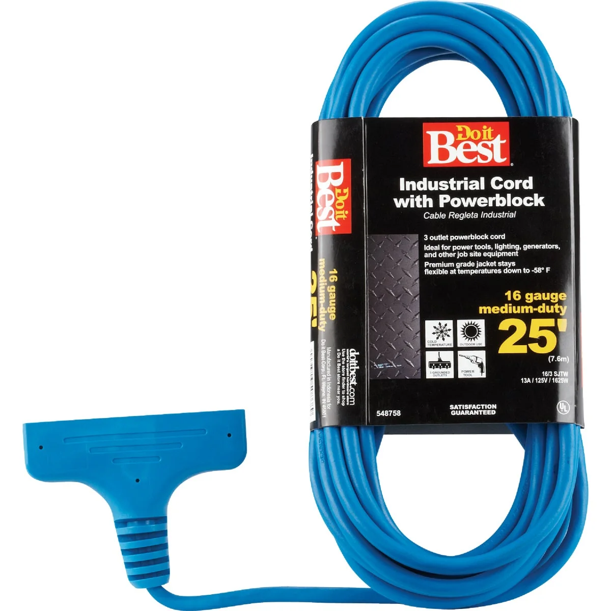 World-Class Do it 25 Ft. 16 3 Extension Cord with Power Block Reliable