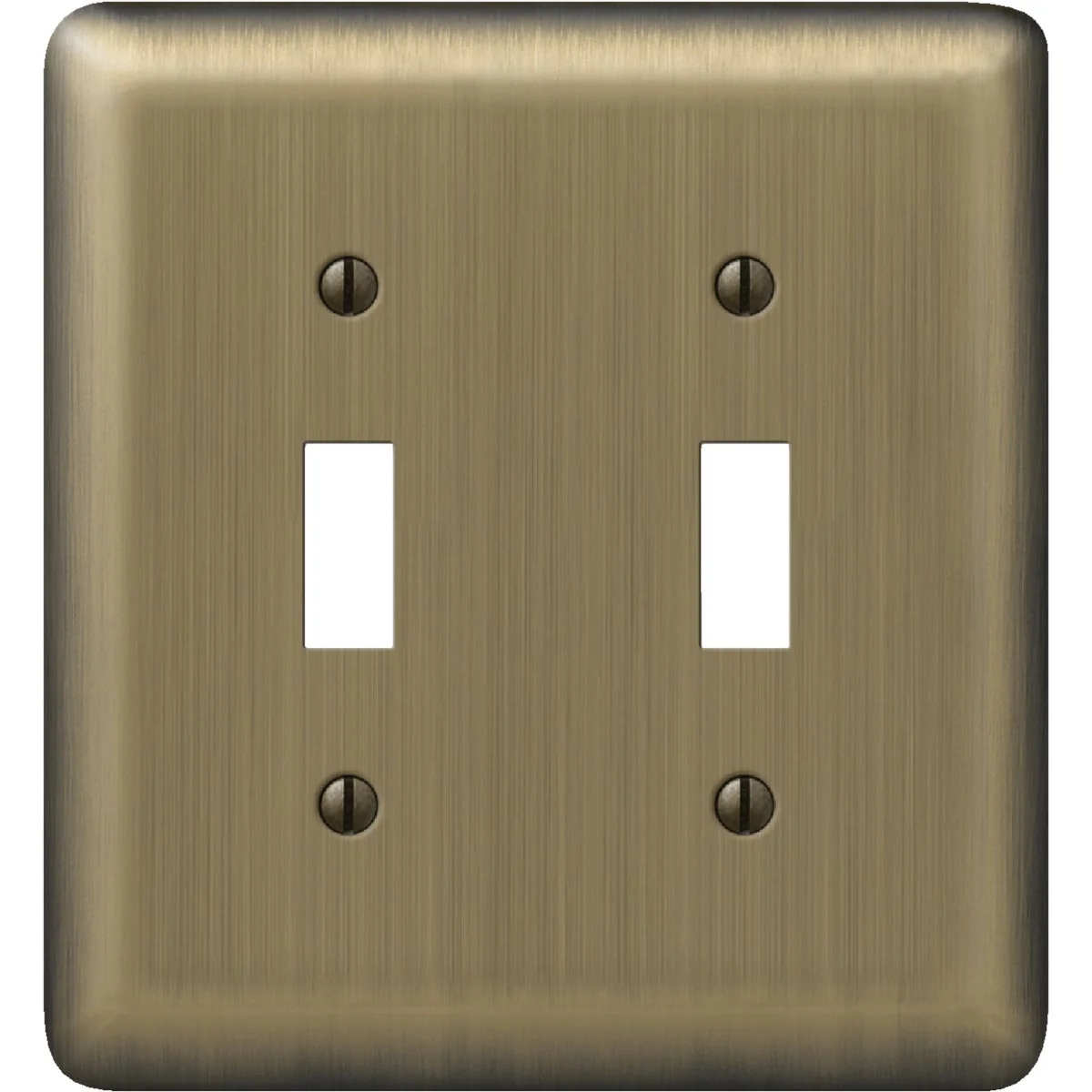 Sophisticated Amerelle 2-Gang Stamped Steel Toggle Switch Wall Plate Brushed Brass Fast