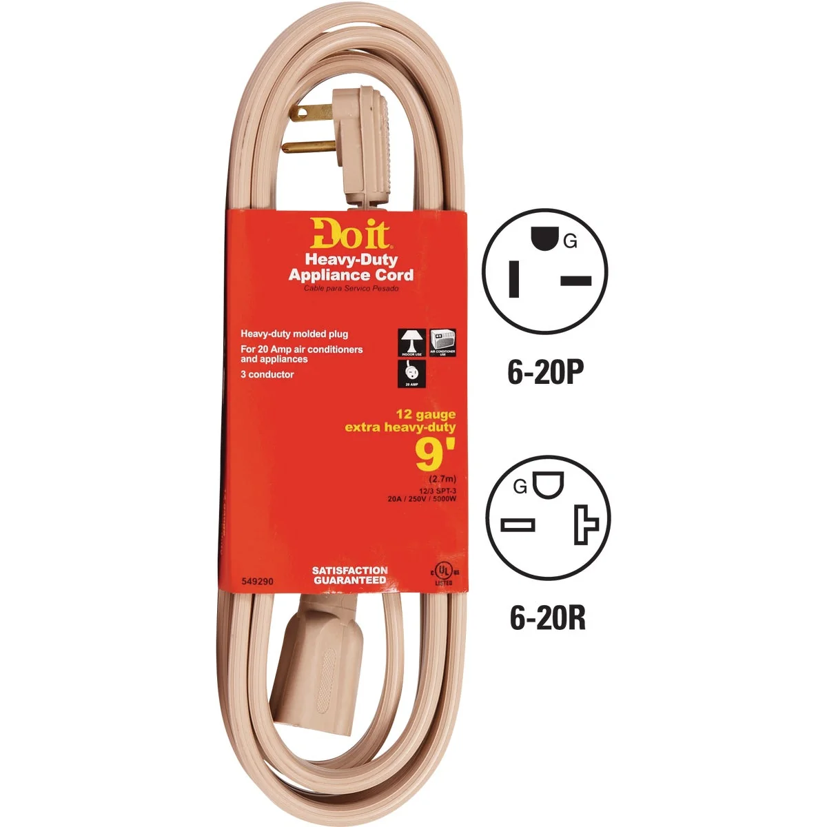 Secure Do it 9 Ft. 12 3 20A Appliance Air Conditioner Cord Fine