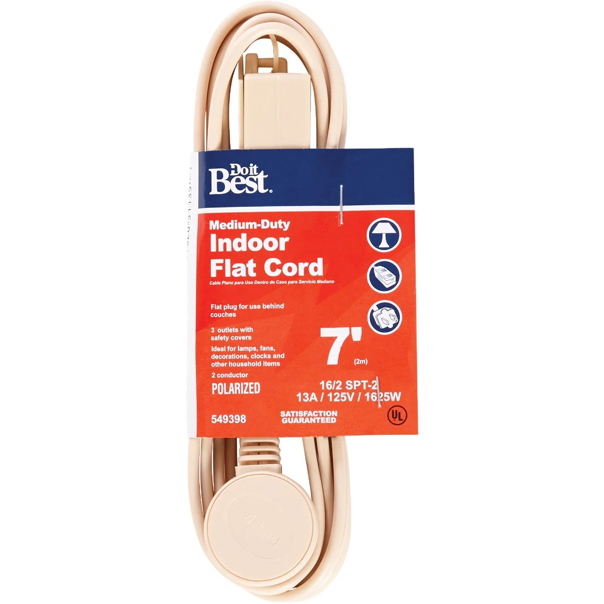 Exclusive Do it 7 Ft. 16 2 Flat Plug Tan Extension Cord Fine Crafted