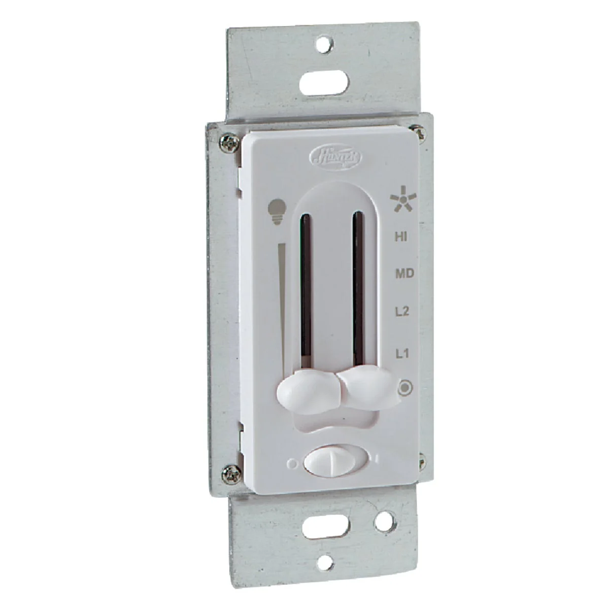 Fashionable Hunter White 4-Speed Full Range Dimmer Dual Slide Fan Control Switch Detailed