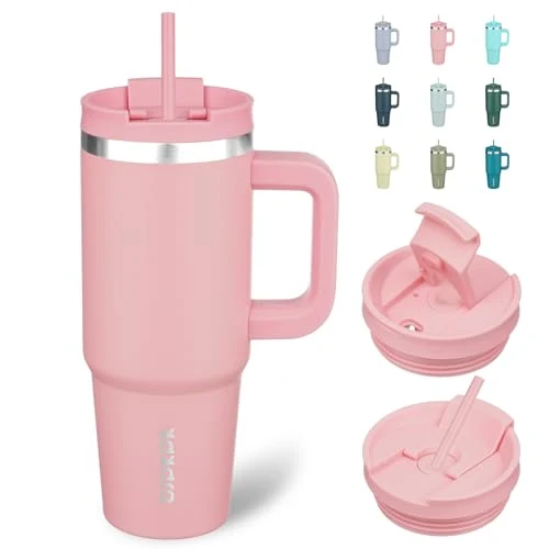 Natural 30 oz Insulated Tumbler with Handle Straw Convenient