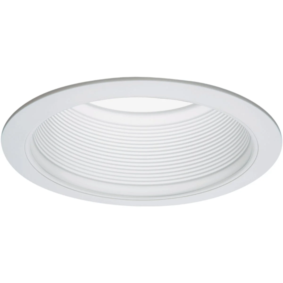Fast Halo 6 In. White Baffle Recessed Light Fixture Trim with 2 Removable Rings Verified