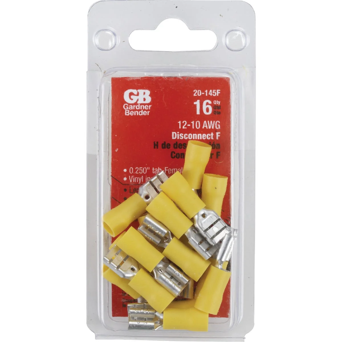 Solid Gardner Bender 12 to 10 AWG Female Yellow Vinyl-Insulated Barrel Disconnect 16-Pack Safe