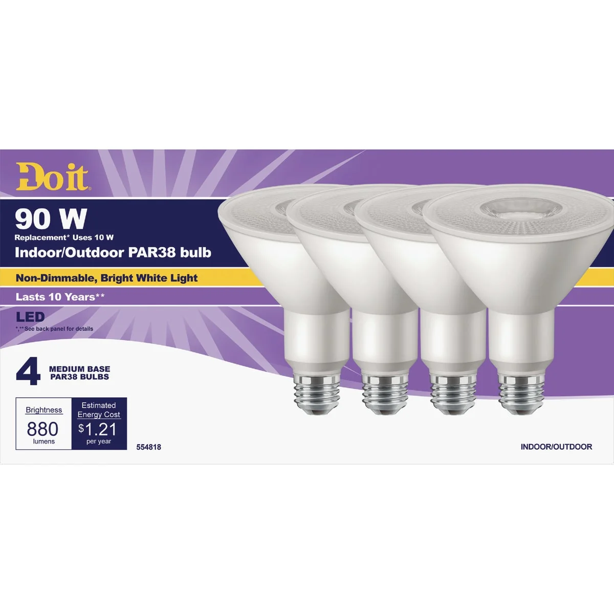 Green Do it 90W Equivalent Bright White PAR38 Medium LED Floodlight Light Bulb Title 20 4-Pack Environmentally Friendly