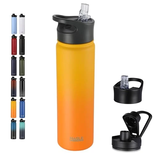 Exclusive Insulated Water Bottle 22 oz Double Wall Stainless Steel Water Bottle Wide Mouth with Straw Lid Spout Lid Keeps Cold or Hot Green