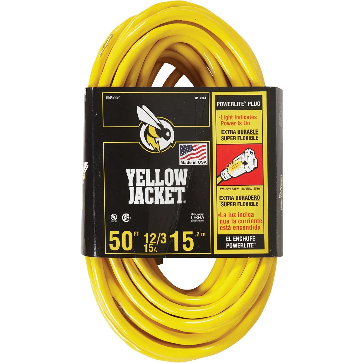 Original Design Yellow Jacket 50 Ft. 12 3 Heavy-Duty Extension Cord w Lighted End Stylish