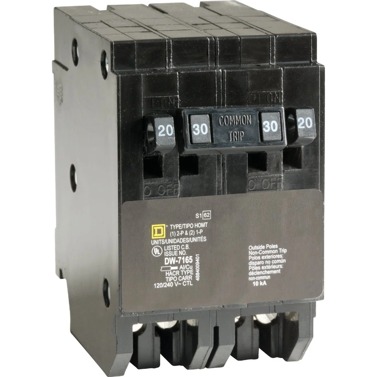 Lightweight Square D Homeline 20A 20A 30A Double-Pole Standard Trip Quad Tandem Circuit Breaker Unique