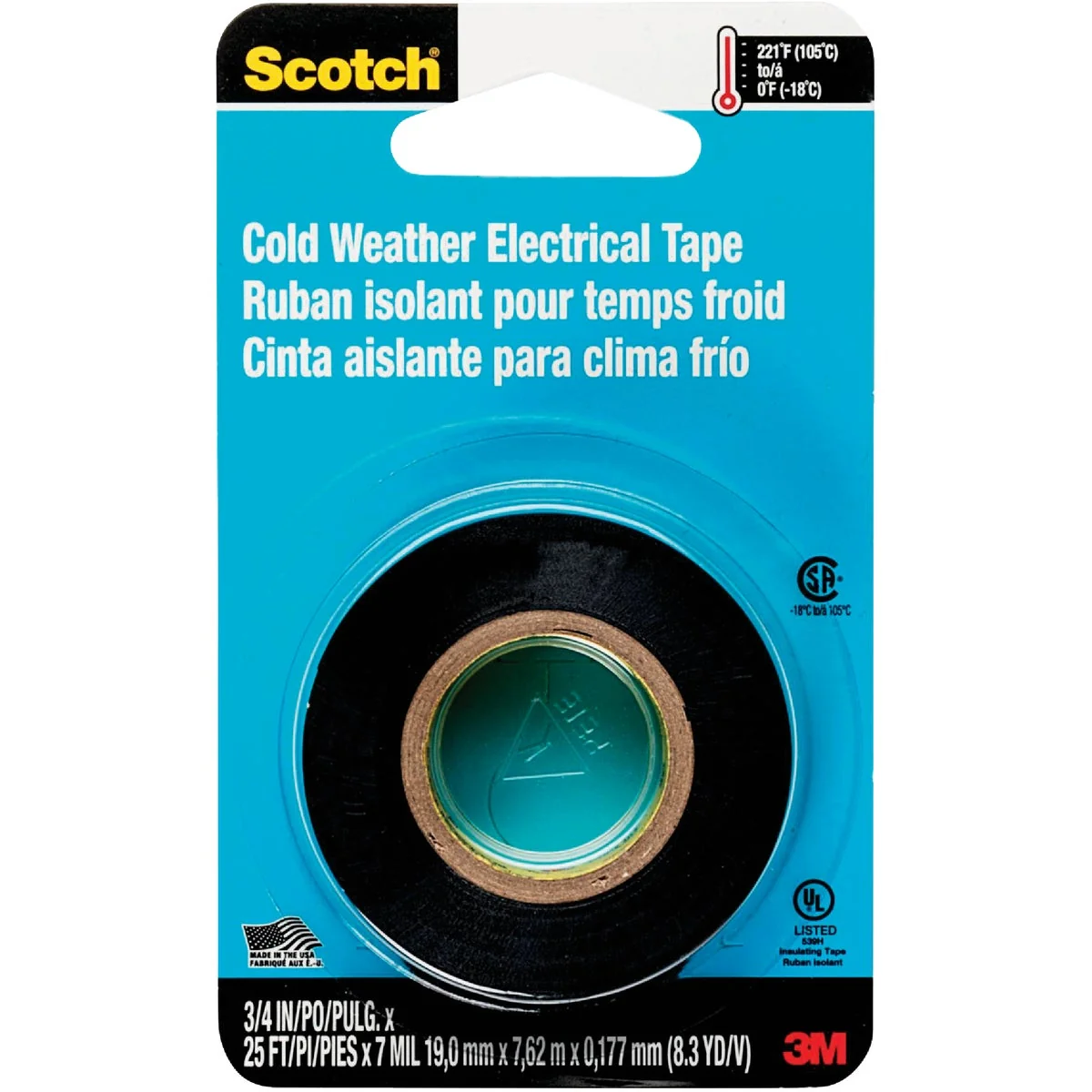 Dependable 3M Scotch Cold Weather 3 4 In. x 300 In. Electrical Tape Eco-Friendly