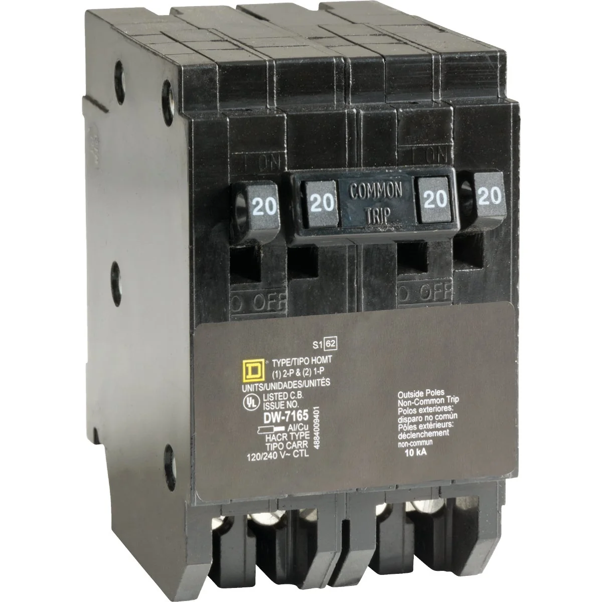 Elegant Square D Homeline 20A 20A 20A Double-Pole Standard Trip Quad Tandem Circuit Breaker Long-Lasting