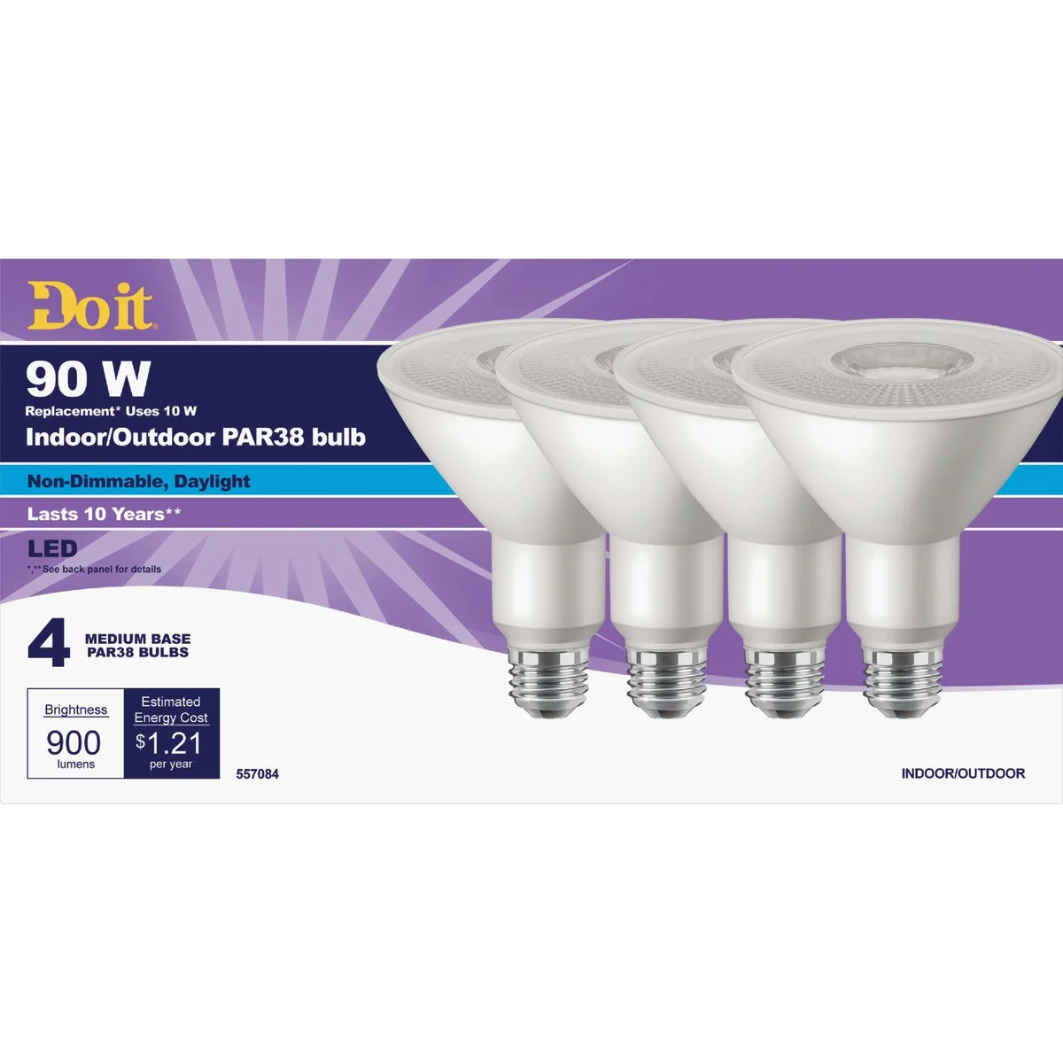 Powerful Do it 90W Equivalent Daylight PAR38 Medium LED Floodlight Light Bulb Title 20 4-Pack Exclusive