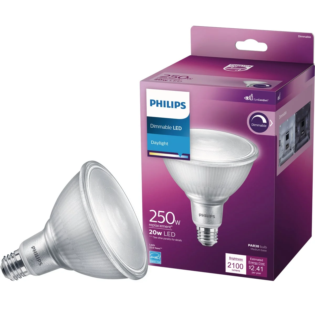 Proven Philips High Output 250W Equivalent Daylight PAR38 Medium Dimmable LED Floodlight Light Bulb First-Class