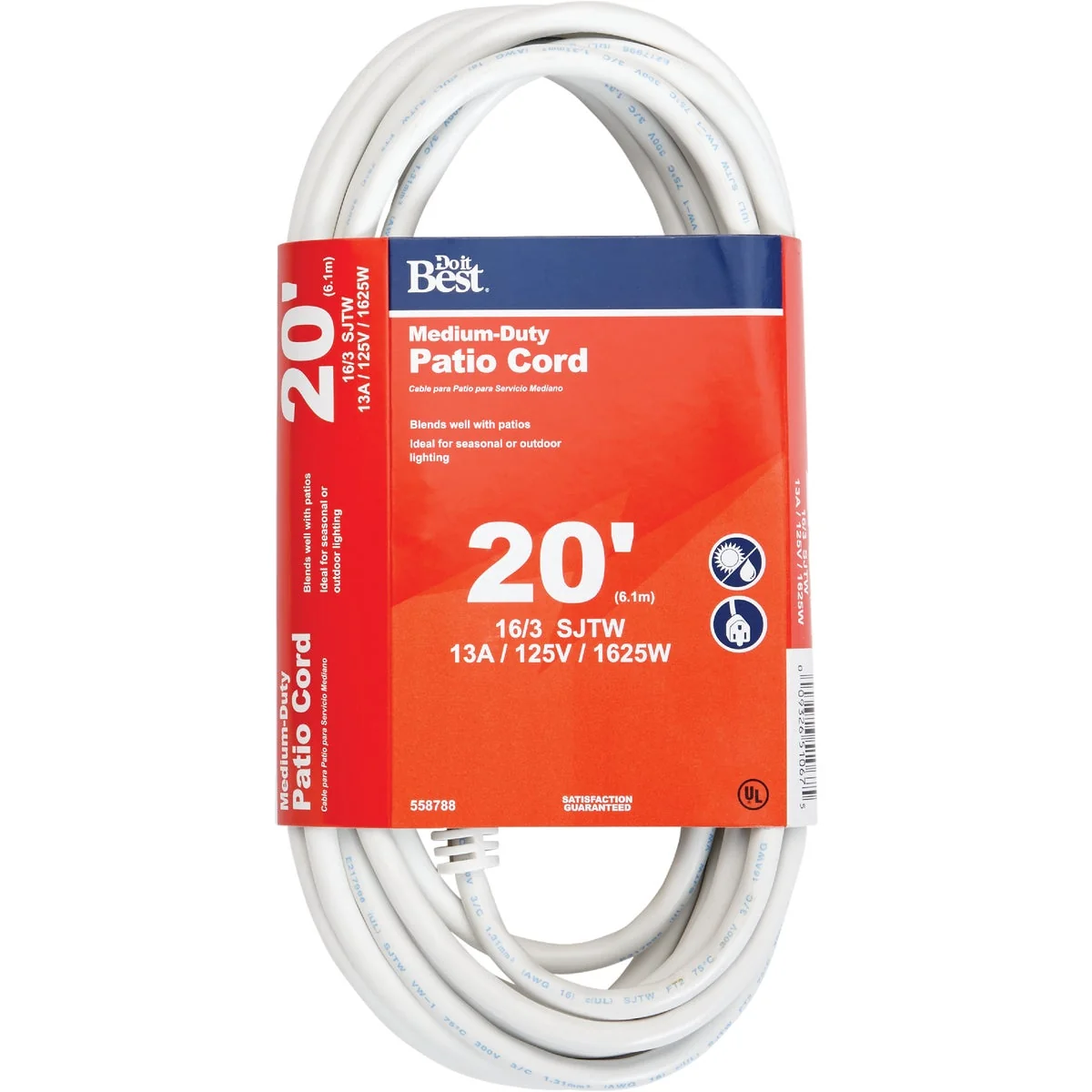 Verified Do it 20 Ft. 16 3 Medium-Duty White Patio Extension Cord Functional