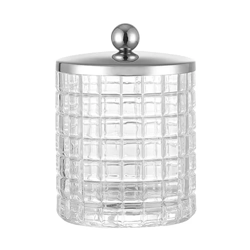Artisan Glass Cotton Jar Holder Silver Lid High-Performance