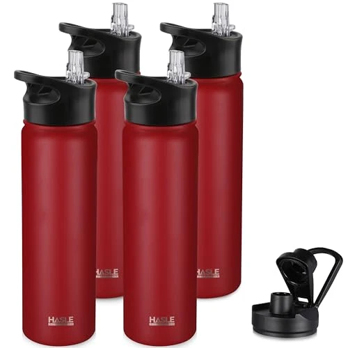 Organic Insulated Water Bottle 22 oz Double Wall Stainless Steel Water Bottle Wide Mouth with Straw Lid Spout Lid Keeps Cold or Hot Clean