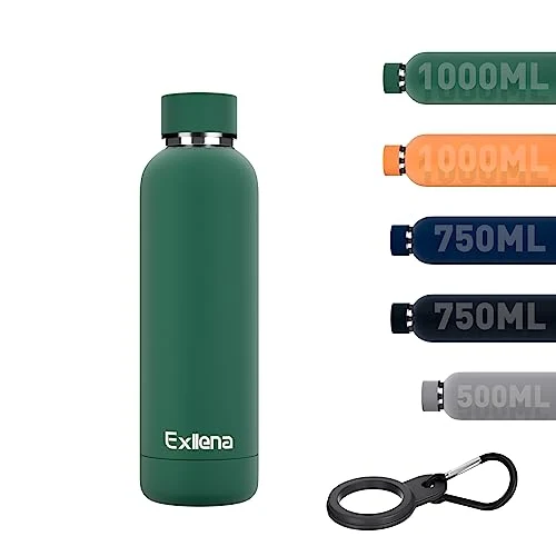 Environmentally Friendly Slim Insulated Water Bottles for Travel 18oz with Clip Natural