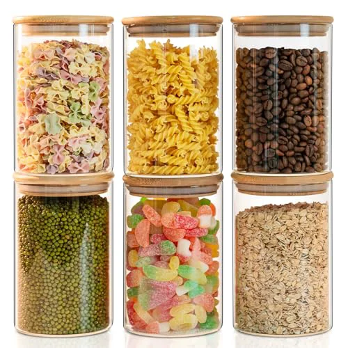 Breathable 50oz Glass Food Storage Jars Set of 6 6 Count Efficient