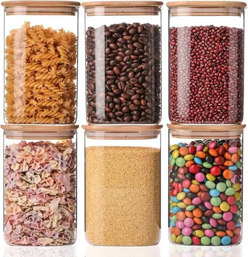 Reusable 6 Pack Glass Food Storage Jars 37 oz 6 Count User-Friendly