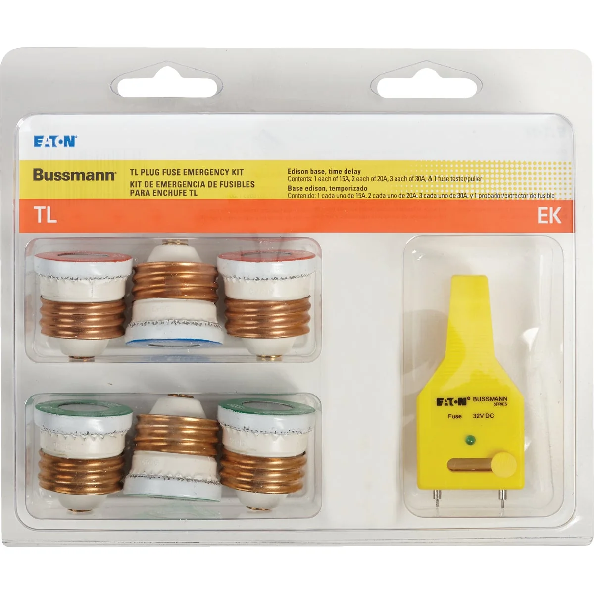 Innovative Bussmann 15A to 30A 125V TL Plug Emergency Fuse Kit Green