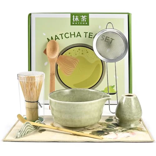 Contemporary Matcha Set 8 PCS Japanese Matcha Bowl Set with Whisk and Tea Scoop Refined