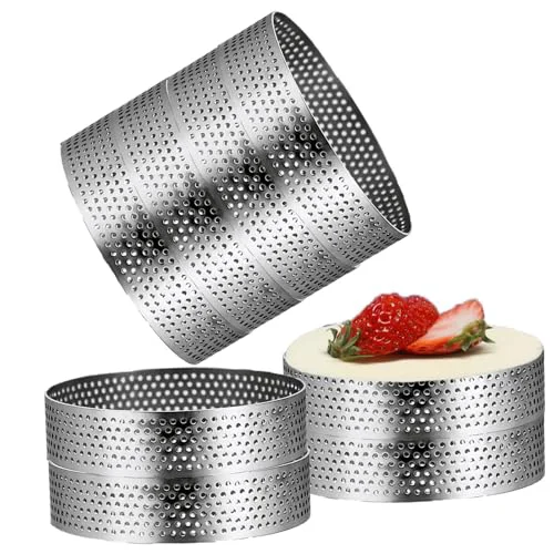 Durable 8Packs Perforated Tart Rings 4 Inch Stainless Steel Perforated Cake Rings 8 Count Excellent