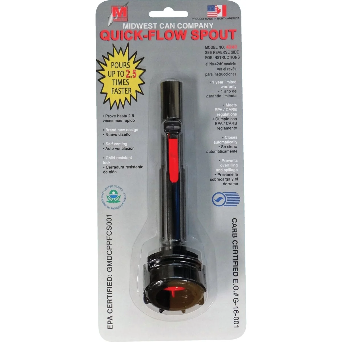 Quality Midwest Can 11 In. L Spill-Proof Fuel Can Spout Recyclable