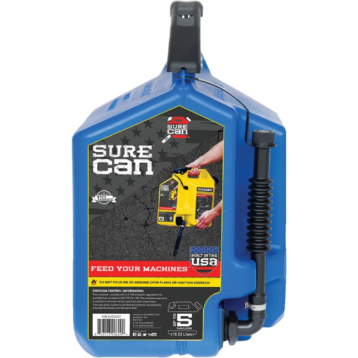 Sophisticated SureCan 5 Gal. Plastic Kerosene Can Blue High-End