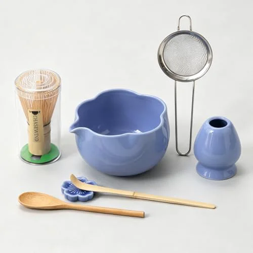 Consistent Matcha Set 8Pcs Floral Ceramic Matcha Kit with Matcha Whisk Green