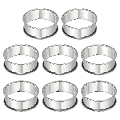 Eco-Friendly 8pcs Crumpet Rings 2.36 Nonstick Round Cake Ring Stainless Steel Double Rolled English Pastry Rings for Kitchen Baking Crumpet Dessert 8 Count Reliable