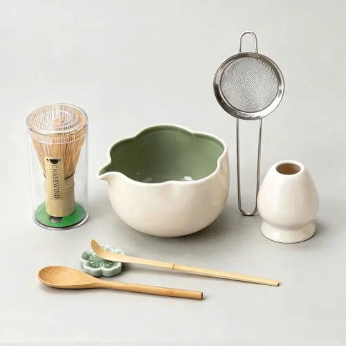 Excellent Matcha Set 8Pcs Floral Ceramic Matcha Kit with Matcha Whisk Selected