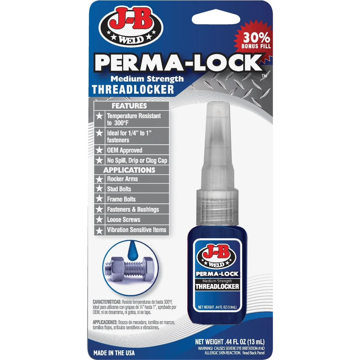 Top-Quality J-B Weld Perma-Lock 0.44 Oz. Blue Threadlocker Easy-to-Use