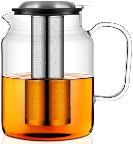 Green 85oz Glass Teapot with Infuser 85 Count Prestigious