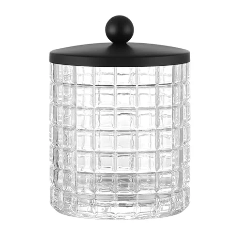 Soft Glass Cotton Jar Holder Matte Black Lid Authentic