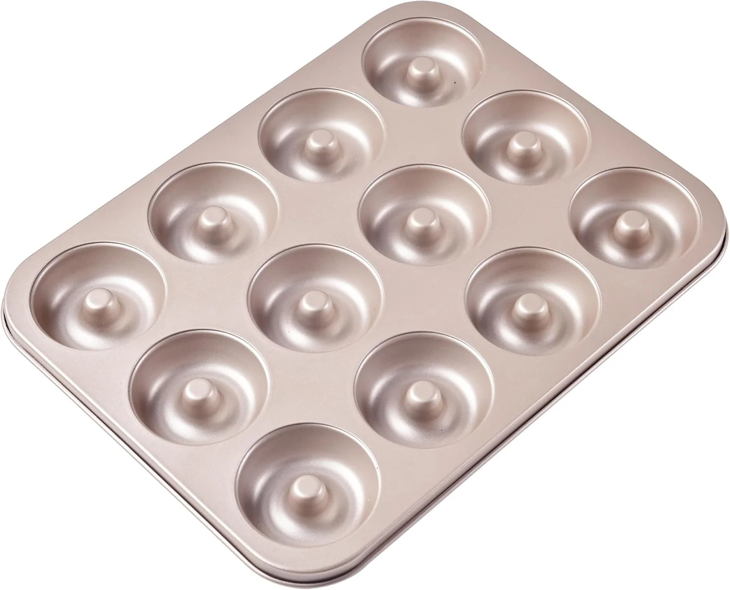 Artisan Donut Pan 12-Cavity Non-Stick Dount Mold Cake Pan Pattern Doughnut Bakeware for Oven Baking Champagne Gold Optimized