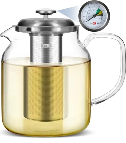Optimized 68oz Glass Teapot with Thermometer 68 Count Green