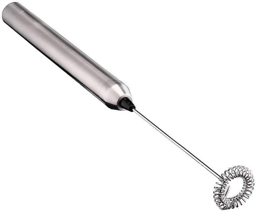 Smooth Milk Frother Handheld Electric Milk Foamer Portable Mini Mixer Machine Stainless Steel Touch Handheld Espresso Mixer Battery Operated Frother Coffee Stirrer Maker for Hot Chocolate Coffee Healthy