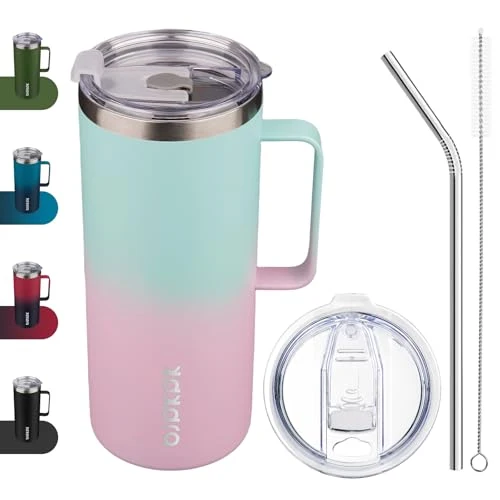 Refined 32oz Insulated Coffee Mug with Handle Green