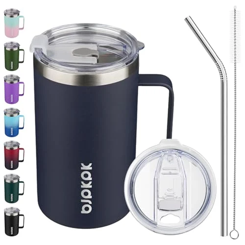Green 25oz Insulated Coffee Mug with Handle Healthy