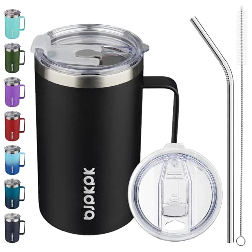 Environmentally Friendly 25oz Insulated Coffee Mug with Handle Natural