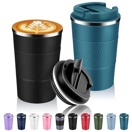 Efficient 13 oz Stainless Steel Insulated Travel Coffee Mug with Fip Lid Bulk 2 Pack 2 Count Luxury