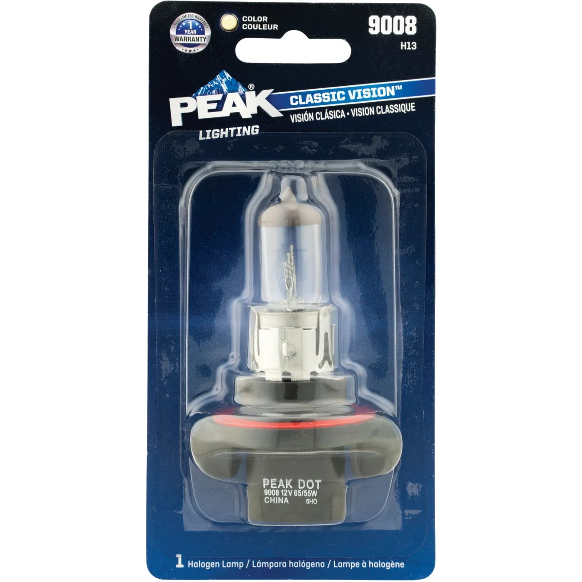 Verified PEAK Classic Vision 9008 H13 12.8V Halogen Automotive Bulb Minimalist