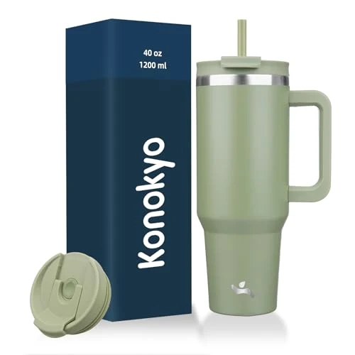 Refined 40 oz Insulated Tumbler Water Bottle with Handle Easy-to-Use