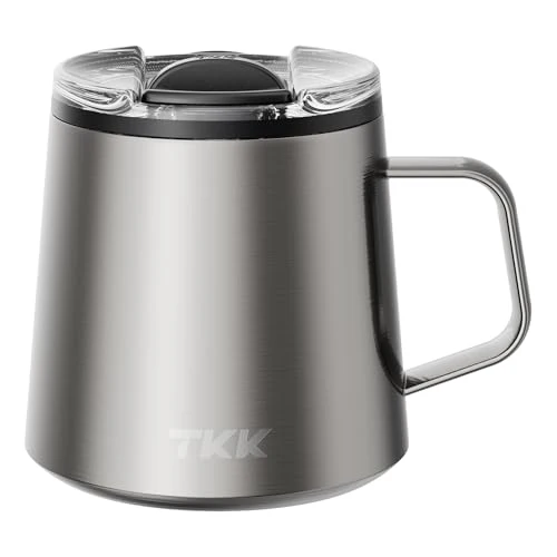 Breathable 12 oz Insulated Coffee Mug with Handle Ceramic Coating Detachable Slider Lid Stainless Steel Tumbler Double Wall Vacuum Travel Cup Effective
