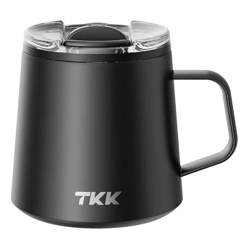 Fast 12 oz Insulated Coffee Mug with Handle Ceramic Coating Detachable Slider Lid Stainless Steel Tumbler Double Wall Vacuum Travel Cup Smart