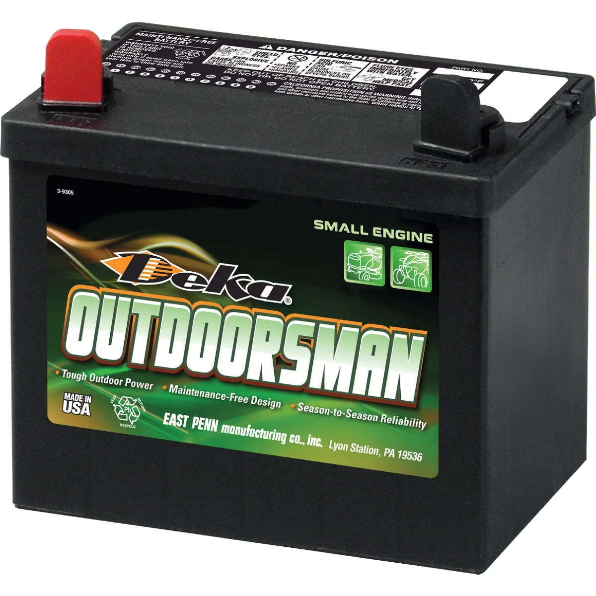 Sustainable Deka Outdoorsman 12-Volt Lawn Garden 300 CCA Small Engine Battery Left Front Positive Terminal Soft