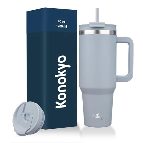 Fine 40 oz Insulated Tumbler Water Bottle with Handle Detailed