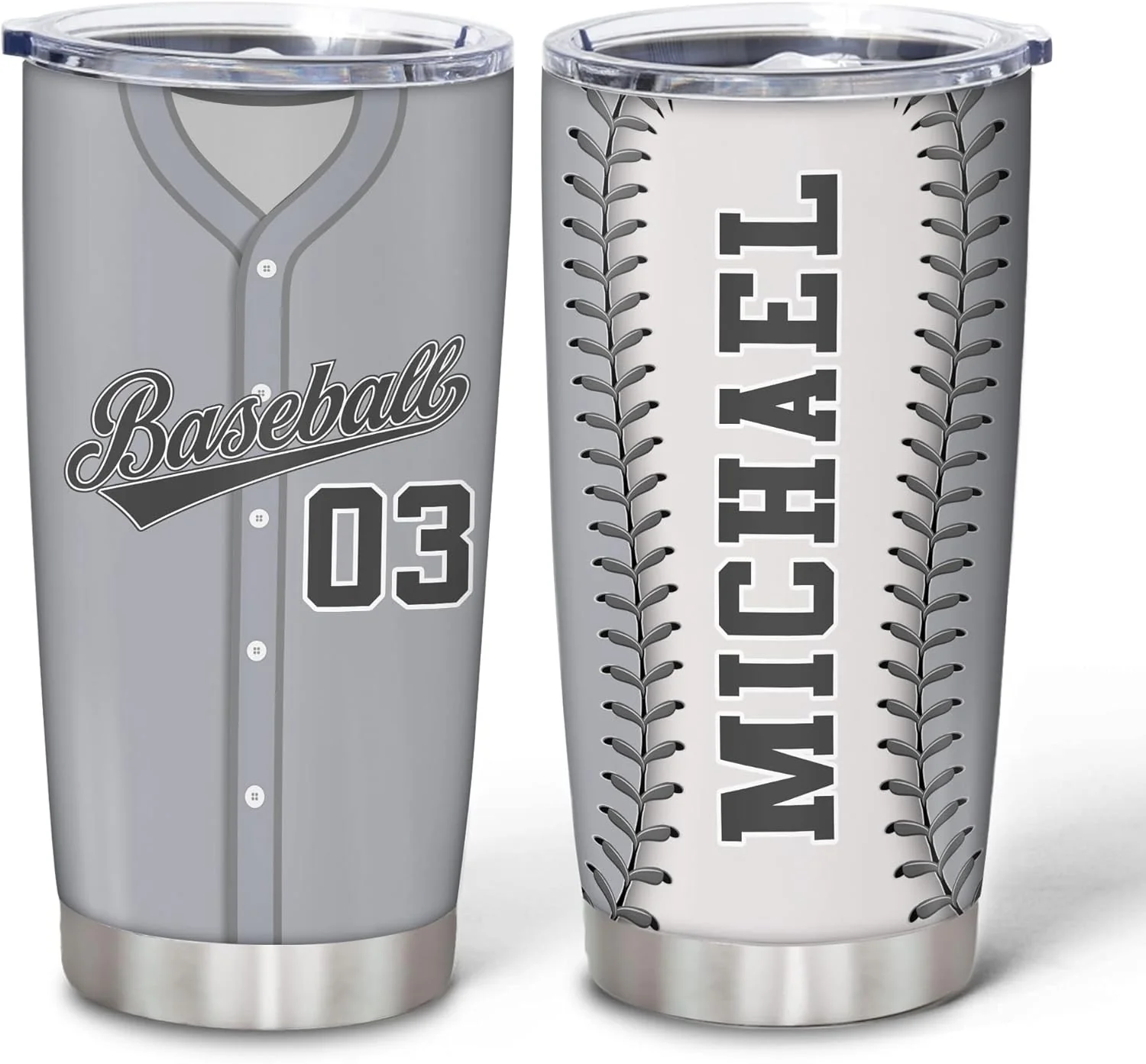 Top-Quality Hyturtle Personalized Baseball Tumbler Baseball Players Design Stainless Steel Double Walled Vacuum Insulated Tumblers 20oz30oz Coffee Travel Mug Cup Christmas Gift For Men Boys Friends Dad Sports Fan Comfortable